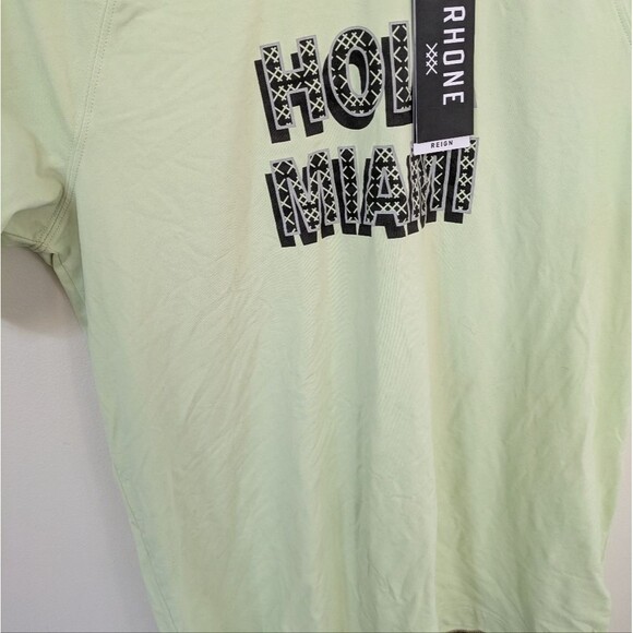 NWT Rhone Reign Men's Light Green Yellow Hola Miami Graphic T-Shirt S Small - Picture 2 of 7